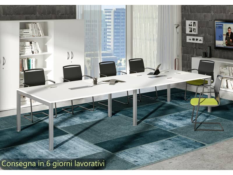 Modulo aggiuntivo per tavolo riunione Artexport  Bridge 160x120x72,5 cm gambe alluminio – piano bianco – SOL-TR-S/3-AA