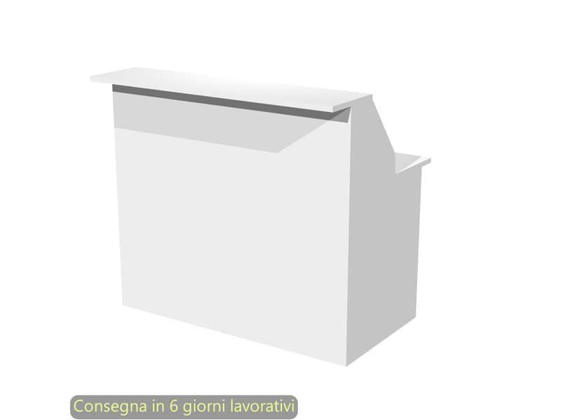 Bancone reception lineare bianco 120x76xH.117 cm in melaminico linea Presto Artexport – 2824-B12/3