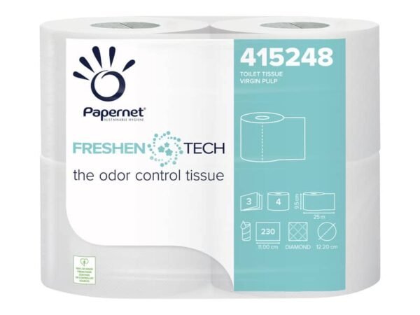 Carta Igienica Freshen tech 3 veli - 230 strappi - conf. 4 rotoli Papernet bianco 415248