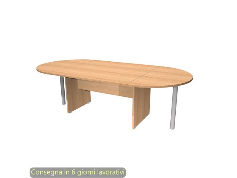 Tavolo riunione ovale faggio 220x110xH.72 cm gamba a pannello in melaminico linea Presto – TR-220/6