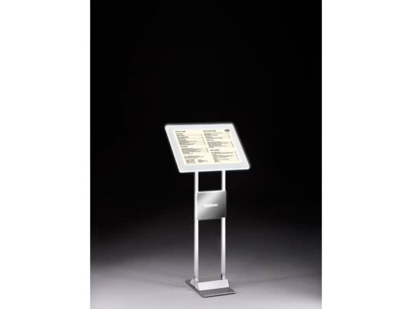 Leggio da interno piantana in alluminio Tecnostyl LEDMAG 25x40x120 cm con cornice specchiata - A3 35x47 cm