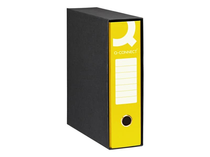 Registratore protocollo con custodia Q-Connect dorso 8 cm – 28,5×34,3 cm – giallo RQ-CON-P8GI