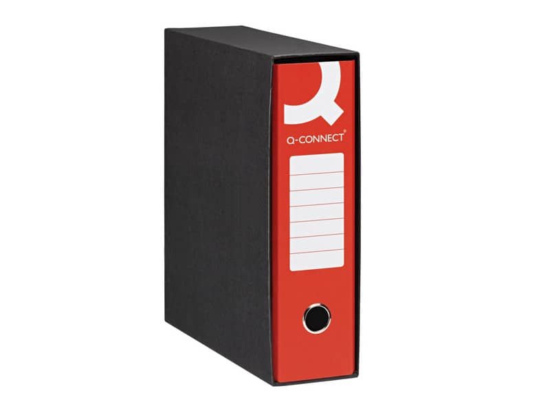 Registratore protocollo con custodia Q-Connect dorso 8 cm – 28,5×34,3 cm – rosso RQ-CON-P8RO