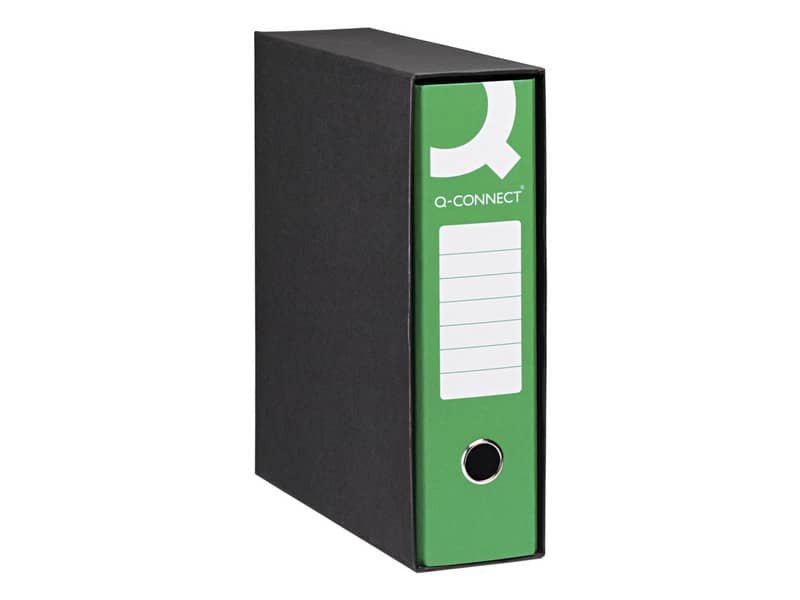 Registratore protocollo con custodia Q-Connect dorso 8 cm – 28,5×34,3 cm – verde scuro – RQ-CON-P8VE