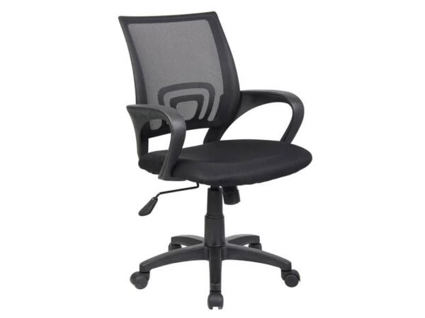Sedia operativa con braccioli  Serena Group St. Louis schienale in rete nero - rivestimento tessuto nero - E8085MK