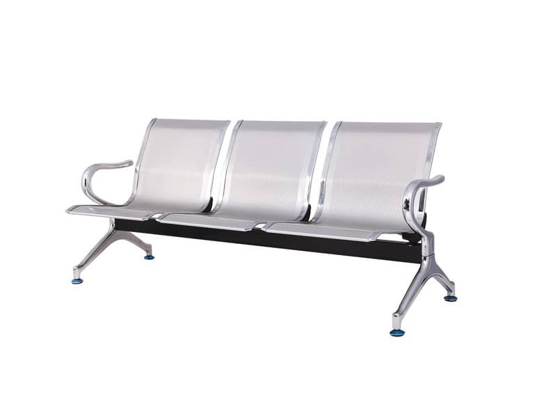 Panca in acciaio microforato per sala d’attesa Serena Group grigio – 3 posti L180 x P68 x H78 cm – SJ820G-3