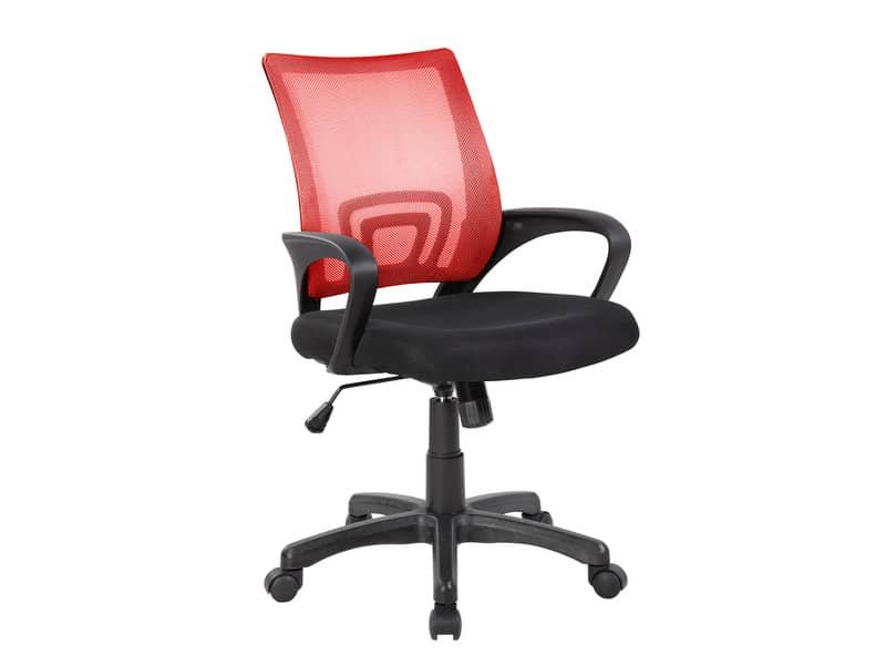 Sedia operativa con braccioli  Serena Group St. Louis schienale in rete rosso rivestimento tessuto nero – E8085MR