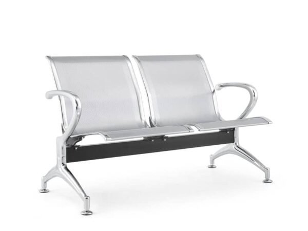 Panca in acciaio microforato per sala d'attesa Serena Group grigio - 2 posti L123 x P68 x H78 cm - SJ820G-2