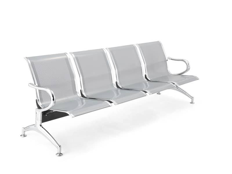 Panca in acciaio microforato per sala d’attesa Serena Group grigio – 4 posti L236 x P68 x H78 cm – SJ820G-4