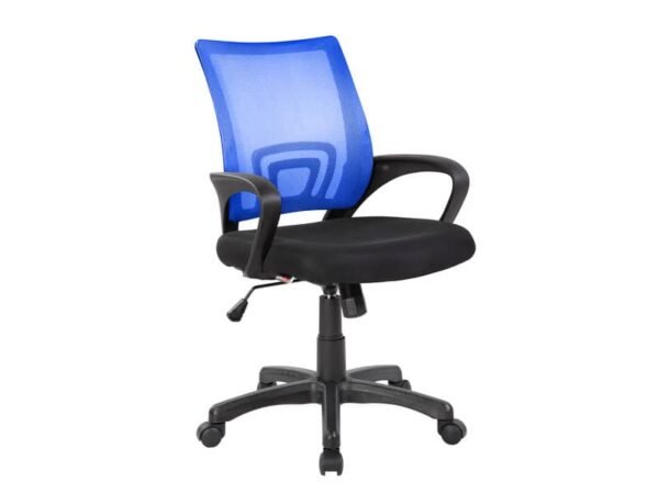 Sedia operativa con braccioli Serena Group St. Louis schienale in rete blu - rivestimento tessuto nero - E8085MB