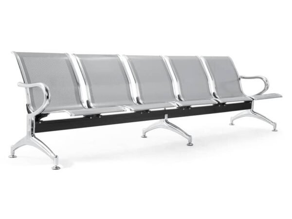 Panca in acciaio microforato per sala d'attesa Serena Group grigio - 5 posti L293 x P68 x H78 cm - SJ820G-5
