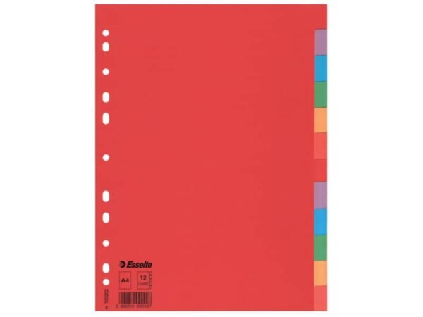 Intercalari Esselte a 12 tasti colorati in carta riciclata 100202