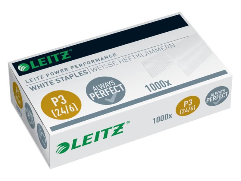 Punti metallici 24/6 Leitz in metallo bianco scatola da 1000 punti – 55540000