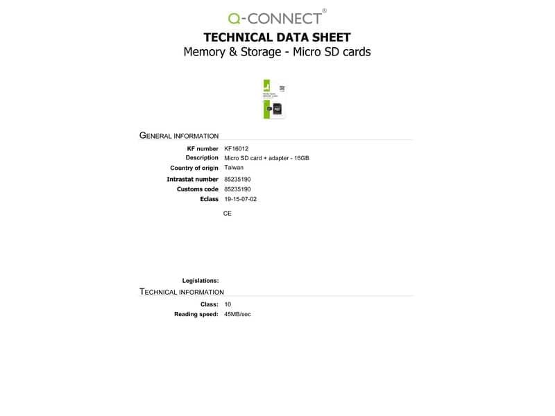 Scheda di memoria Q-Connect Micro SDHC 16 GB KF16012