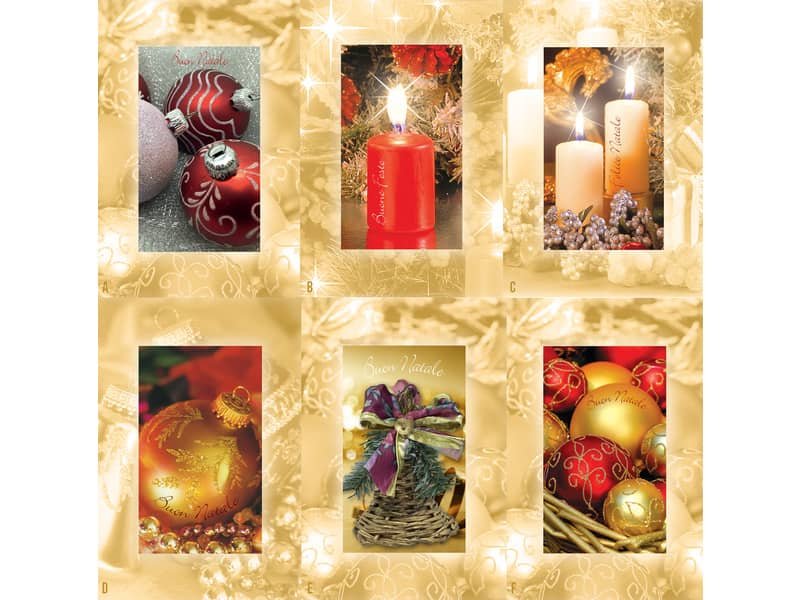 Biglietti augurali Natalizi con oggetti Natale – 12×18 cm – conf. 6 soggetti assortiti Biembi – BBF202D80