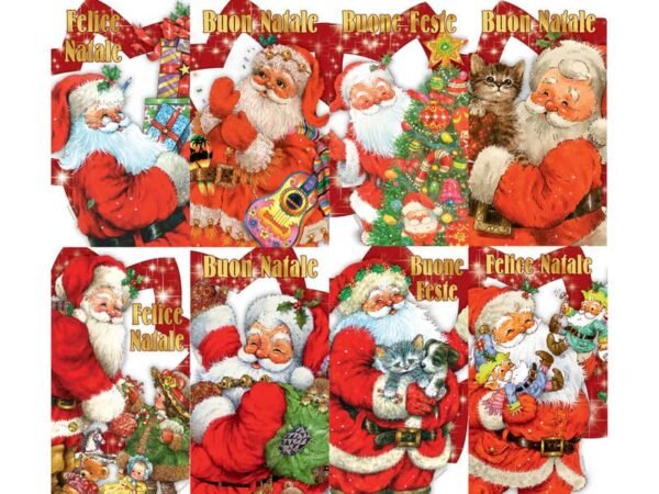 Chiudipacco natalizi con filo - soggetto ''Babbo Natale'' - 4,5x8 cm - conf. 12 pezzi Biembi - BAP208C72F