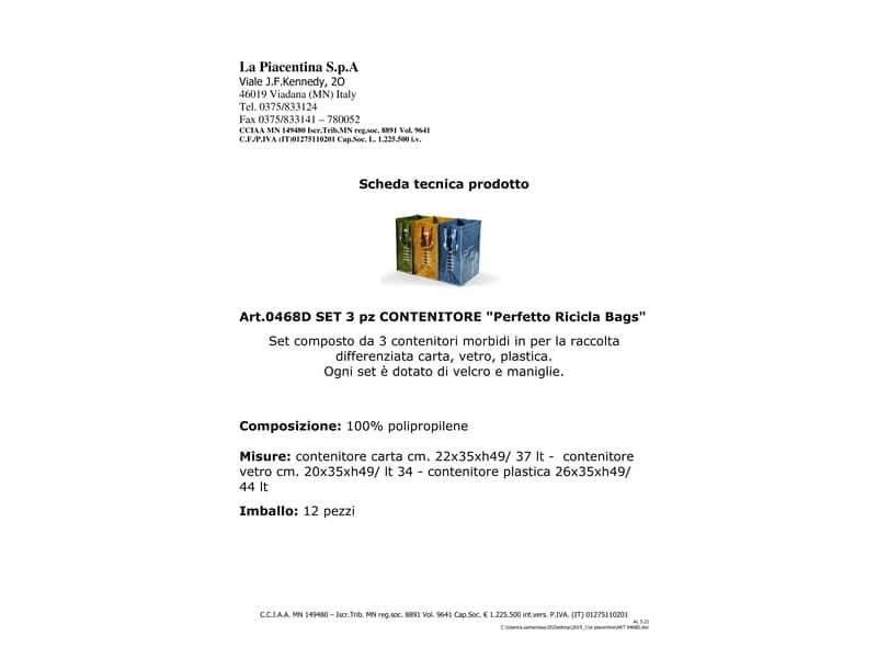 Contenitori raccolta differenziata Perfetto Set 3 pz. verde / giallo / blu 0468D