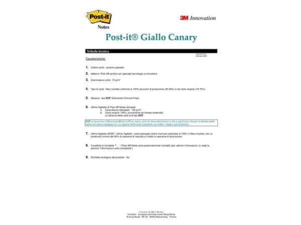 Foglietti riposizionabili Post-it© Notes giallo Canary? 76x127 mm Value Pack 16+4 blocchetti GRATIS - 655-VP20
