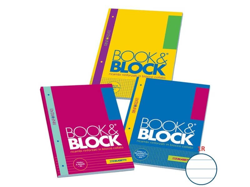 Blocco 40 ff A4 collato lato lungo – forati e rinforzati – 80 gr/mq Blasetti Blocco Book & Block 1R – 5722