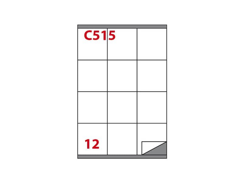Etichette bianche permanenti Copiatabu C515 laser/Inkjet – 12 et./foglio – conf 100 fogli Markin 70×72 mm – X210C515