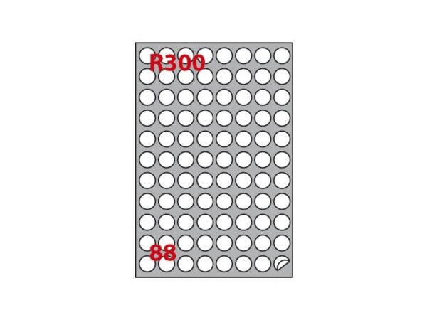 Etichette bianche rotonde permanenti Copiatabu R300 laser/inkjet - 88 et./foglio - cf. 100 fogli Markin 20 mm