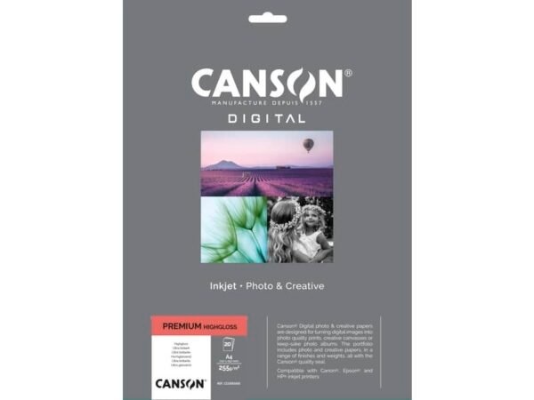 Carta fotografica Premium bianca 20 fogli - 255 g/mý  HighGloss RC Canson A4 C33300S005