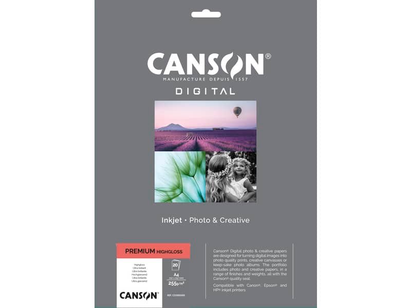 Carta fotografica Premium bianca 20 fogli – 255 g/mý  HighGloss RC Canson A4 C33300S005