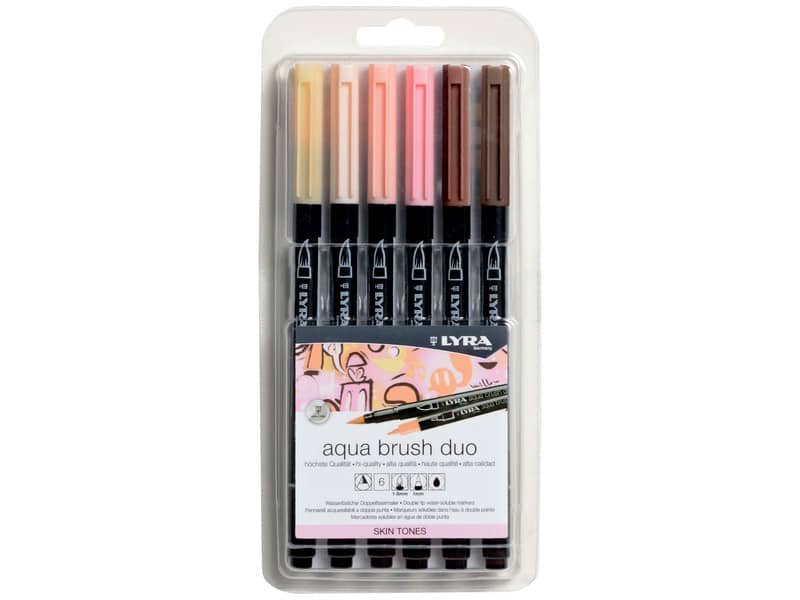 Pennarelli AQUA BRUSH DUO Set 6 pennarelli confezione appendibile Lyra colori skin tones – L6521062