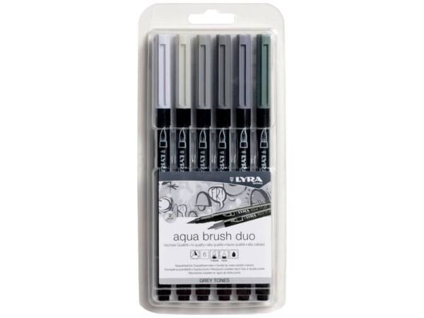 Pennarelli AQUA BRUSH DUO Set 6 pennarelli confezione appendibile Lyra colori grey set - L6521063