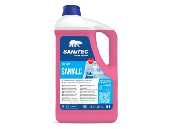 Detergente alcolico solventato asciugarapido Sanitec Sanialc con floralcool e antibatterico - 5 L/5 kg