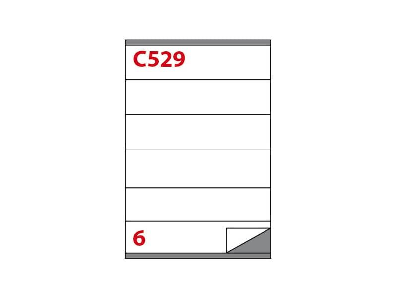 Etichette bianche Copiatabu C529 laser/inkjet – 6 et./foglio – conf. 100 fogli Markin 210×48 mm – X210C529