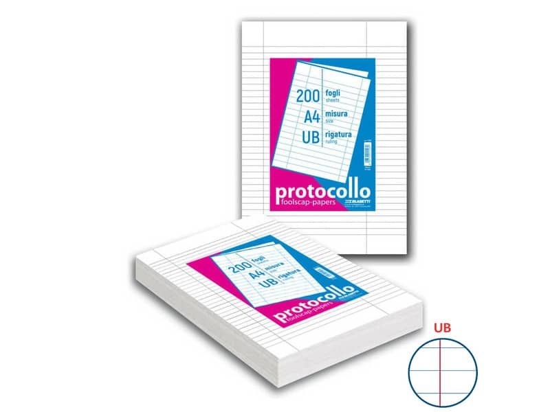 Fogli protocollo A4 – 60 gr/mq – Blasetti uso bollo – senza margini – Risma da 200 fogli – 1283