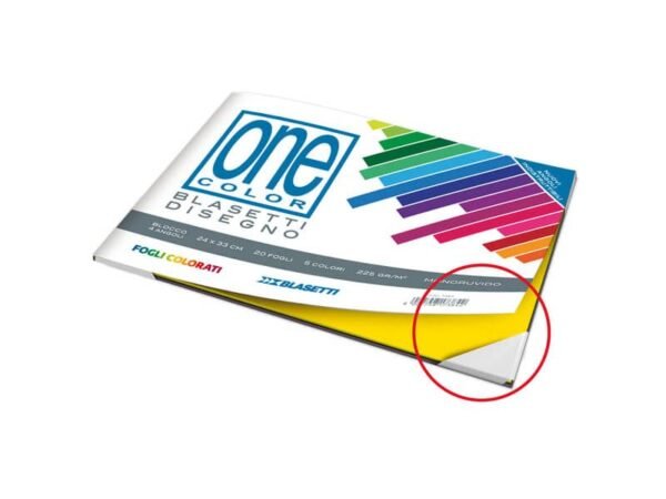 Album da disegno 20 ff 225 gr/mq - 24x33 cm - angoli rinforzati One Color fogli 5 colori assortiti - 7384