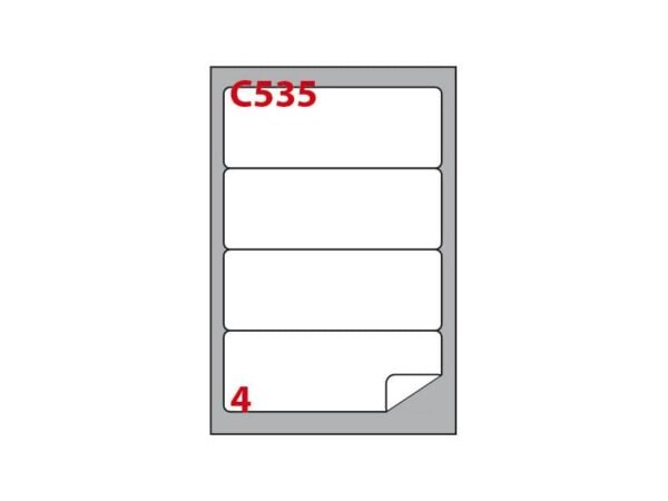 Etichette bianche Copiatabu C535 laser/inkjet - angoli arrotondati - 4 et./foglio - cf. 100 ff Markin 190x61 mm