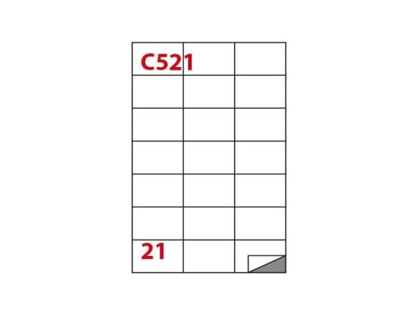 Etichette bianche permanenti Copiatabu C521 laser/inkjet - 21 et./foglio - conf. 100 fogli Markin 70x42,43 mm