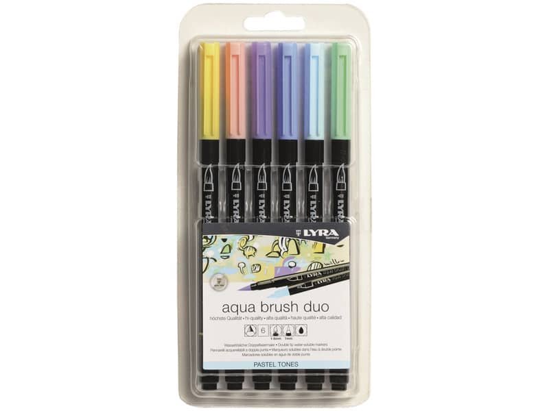 Pennarelli AQUA BRUSH DUO Set 6 pennarelli confezione appendibile Lyra colori pastel – L6521061