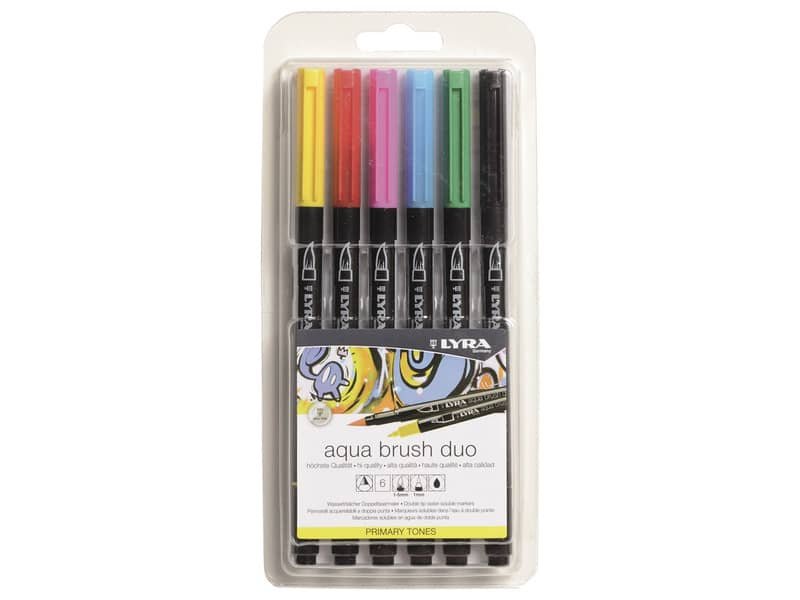 Pennarelli AQUA BRUSH DUO Set 6 pennarelli confezione appendibile Lyra colori primari – L6521060