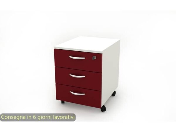 Cassettiera a 3 cassetti su ruote 17020 41x50xH.52,2 cm Artexport struttura bianca/frontalini prugna - 17020/3P/3T