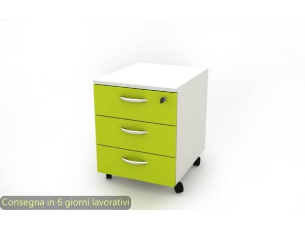 Cassettiera a 3 cassetti su ruote 17020 41x50xH.52,2 cm Artexport struttura bianca/frontalini verdi - 17020/3V/3T