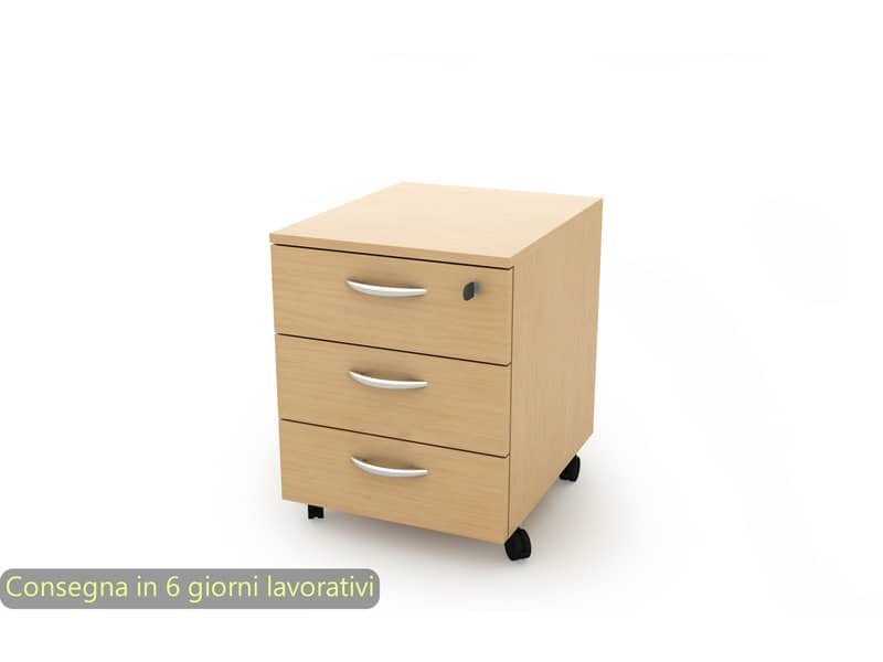 Cassettiera a 3 cassetti su ruote 17020 41x50xH.52,2 cm Artexport faggio 17020/66/3T