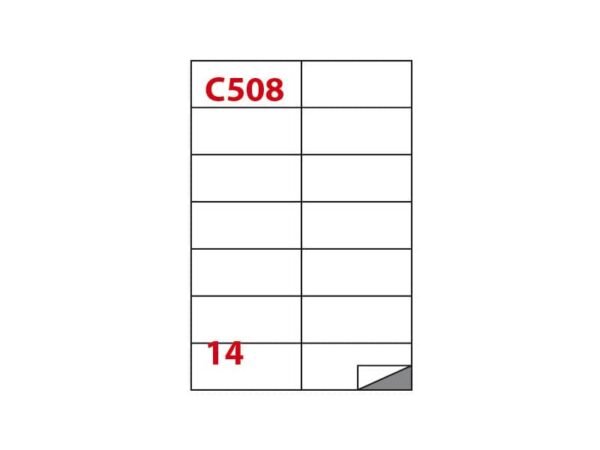 Etichette bianche permanenti Copiatabu C508 laser/inkjet - 14 et./foglio - conf. 100 fogli Markin 105x42,43 mm -