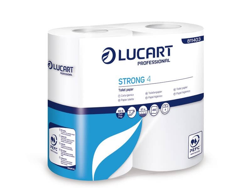 Carta igienica a rotolo Strong 4 – 2 veli – bianca conf. 4 pz. Lucart Professional – 811403I