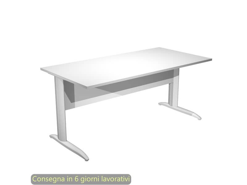 Scrivania piano bianco 160x80xH.72 cm gamba a L in metallo grigio alluminio linea Presto Artexport – 003K2/3/AA