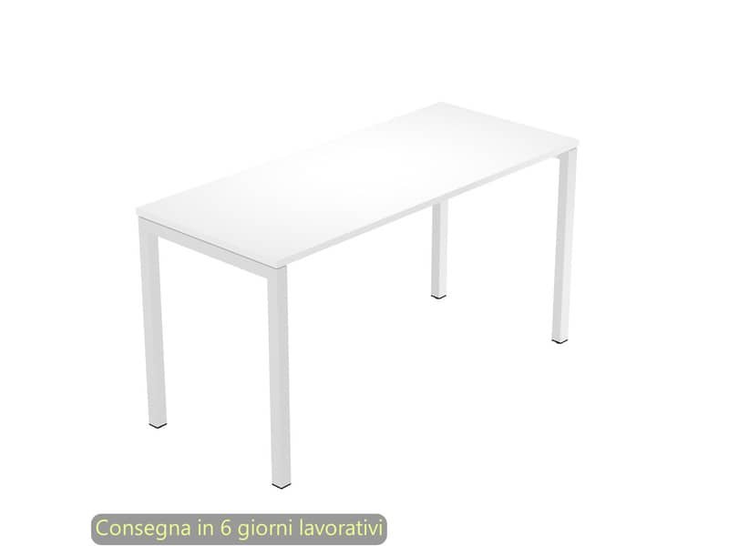 Scrivania piano bianco 140x60xH.72,5 cm gamba a ponte in metallo grigio linea Presto Venere Plus Artexport – 652/3