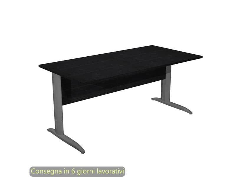 Scrivania piano nero venato frassino 160x80xH.72 cm gamba a L in metallo antracite opaco Presto – 003K2/8/AF
