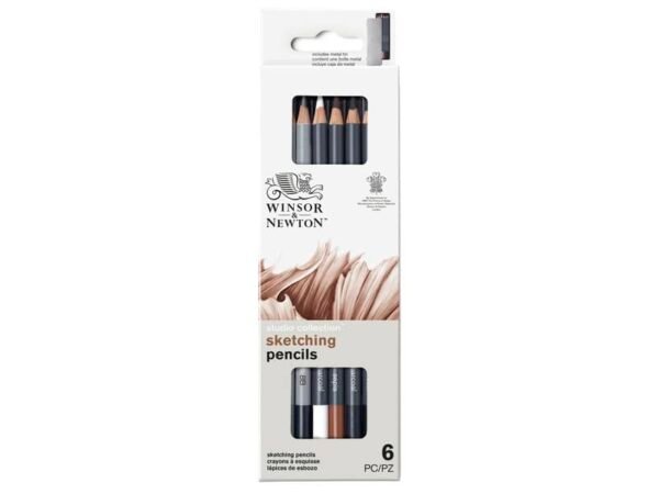 Scatola in metallo 6 matite da schizzo assortite Winsor&Newton nero 0490011