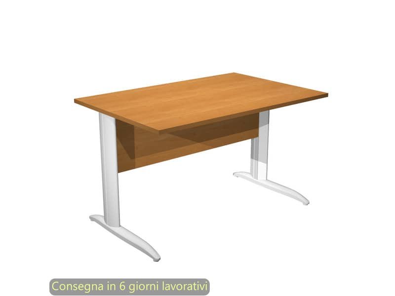 Scrivania piano noce chiaro 120x80xH.72 cm gamba a L in metallo bianco opaco linea Presto Artexport – 004K2/4/AN