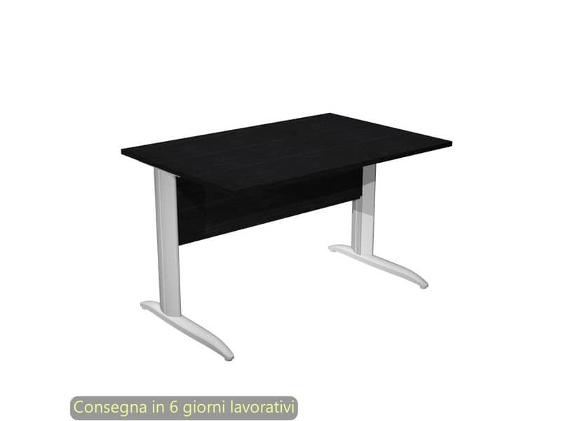Scrivania piano nero venato frassino 120x80xH.72 cm gamba a L metallo grigio alluminio Presto Artexport – 004K2/8/AA