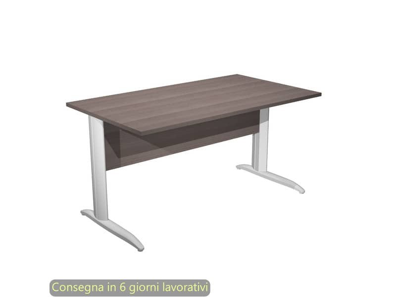 Scrivania piano frassino toscano 140x80xH.72 cm gamba a L in metallo bianco opaco Presto Artexport 002K2/F/AN