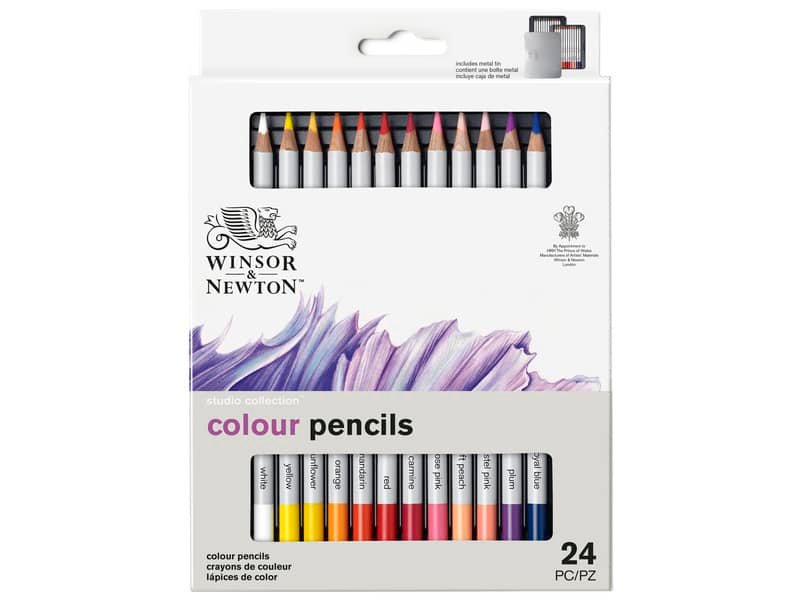 Scatola in metallo 24 matite colorate – diametro mina 3,7 mm Winsor&Newton colori assortiti – 0490013